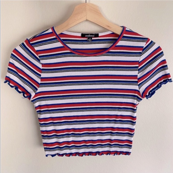 Striped Ribbed Crop Top - Picture 1 of 4